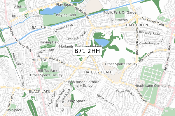 B71 2HH map - small scale - OS Open Zoomstack (Ordnance Survey)