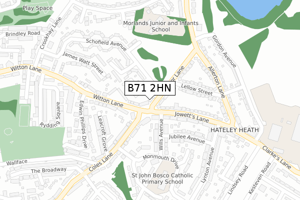 B71 2HN map - large scale - OS Open Zoomstack (Ordnance Survey)