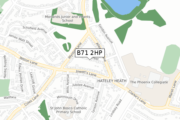 B71 2HP map - large scale - OS Open Zoomstack (Ordnance Survey)