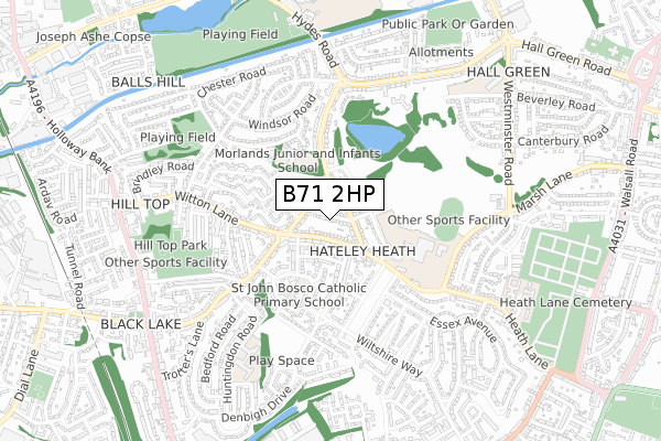 B71 2HP map - small scale - OS Open Zoomstack (Ordnance Survey)