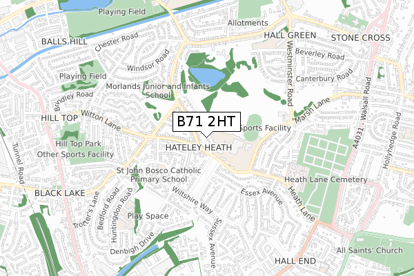 B71 2HT map - small scale - OS Open Zoomstack (Ordnance Survey)