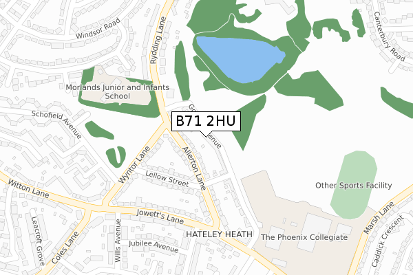 B71 2HU map - large scale - OS Open Zoomstack (Ordnance Survey)