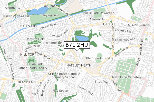 B71 2HU map - small scale - OS Open Zoomstack (Ordnance Survey)