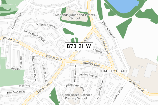 B71 2HW map - large scale - OS Open Zoomstack (Ordnance Survey)