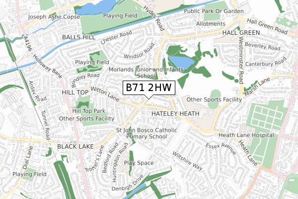 B71 2HW map - small scale - OS Open Zoomstack (Ordnance Survey)