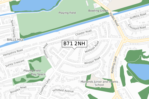 B71 2NH map - large scale - OS Open Zoomstack (Ordnance Survey)