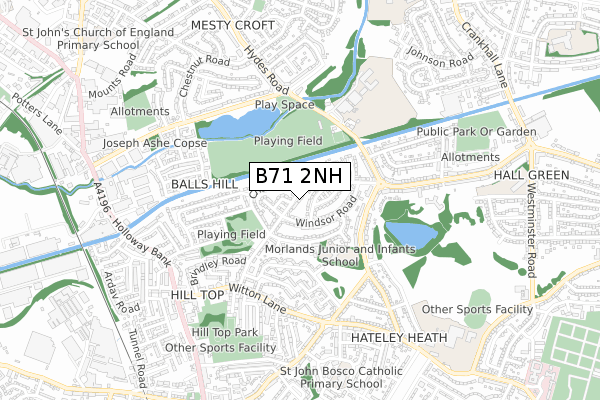 B71 2NH map - small scale - OS Open Zoomstack (Ordnance Survey)