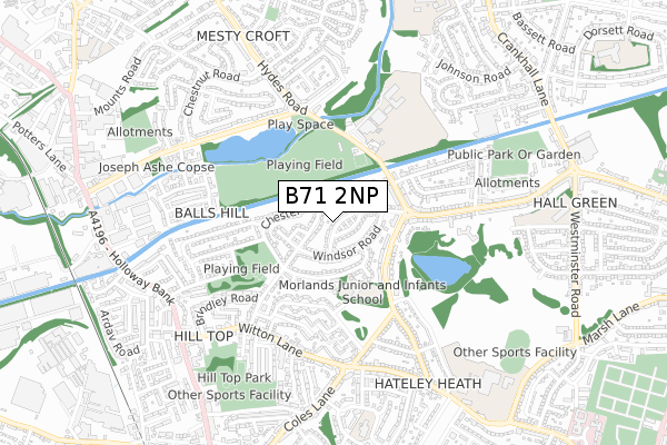 B71 2NP map - small scale - OS Open Zoomstack (Ordnance Survey)