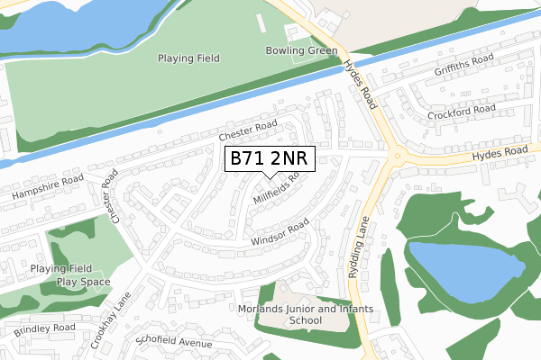 B71 2NR map - large scale - OS Open Zoomstack (Ordnance Survey)