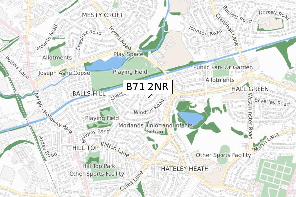 B71 2NR map - small scale - OS Open Zoomstack (Ordnance Survey)