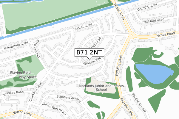 B71 2NT map - large scale - OS Open Zoomstack (Ordnance Survey)