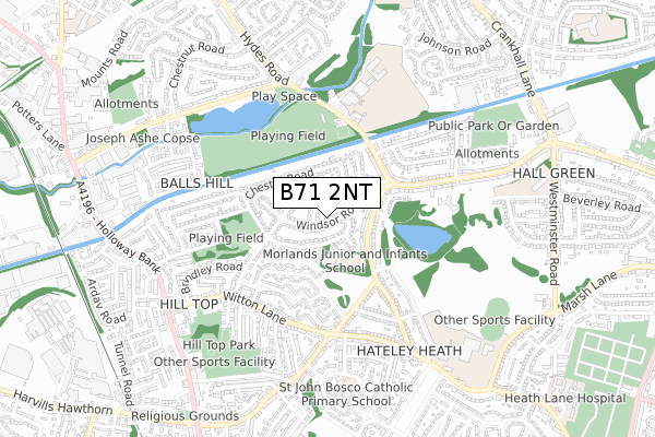 B71 2NT map - small scale - OS Open Zoomstack (Ordnance Survey)