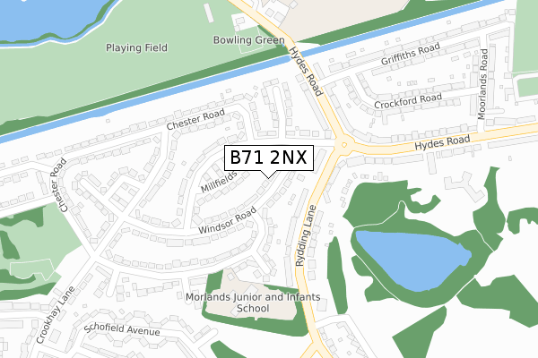 B71 2NX map - large scale - OS Open Zoomstack (Ordnance Survey)