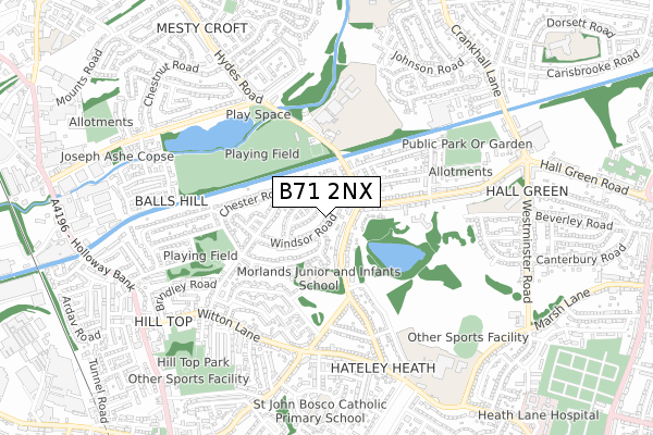 B71 2NX map - small scale - OS Open Zoomstack (Ordnance Survey)