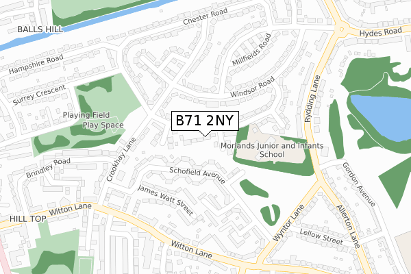 B71 2NY map - large scale - OS Open Zoomstack (Ordnance Survey)