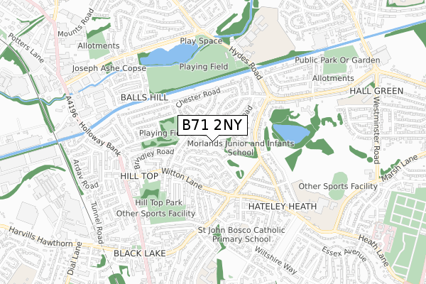 B71 2NY map - small scale - OS Open Zoomstack (Ordnance Survey)