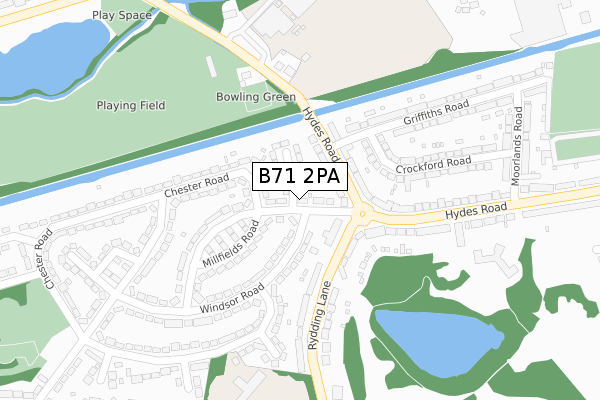 B71 2PA map - large scale - OS Open Zoomstack (Ordnance Survey)