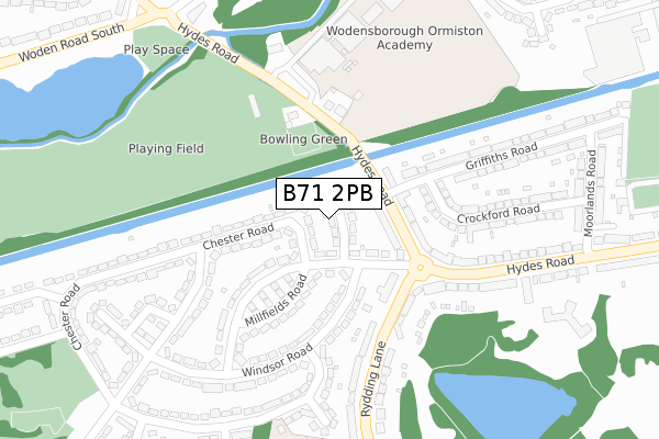 B71 2PB map - large scale - OS Open Zoomstack (Ordnance Survey)