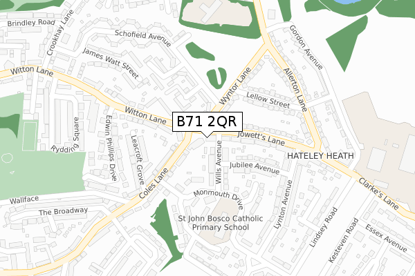 B71 2QR map - large scale - OS Open Zoomstack (Ordnance Survey)