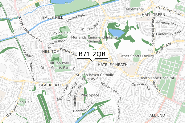 B71 2QR map - small scale - OS Open Zoomstack (Ordnance Survey)