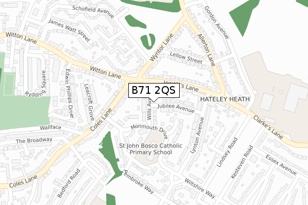 B71 2QS map - large scale - OS Open Zoomstack (Ordnance Survey)