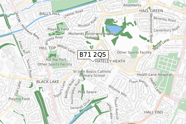 B71 2QS map - small scale - OS Open Zoomstack (Ordnance Survey)