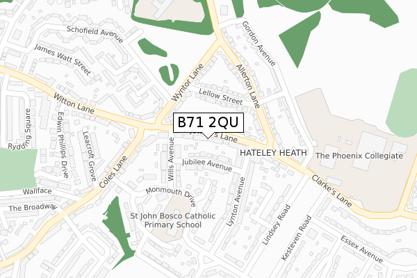 B71 2QU map - large scale - OS Open Zoomstack (Ordnance Survey)