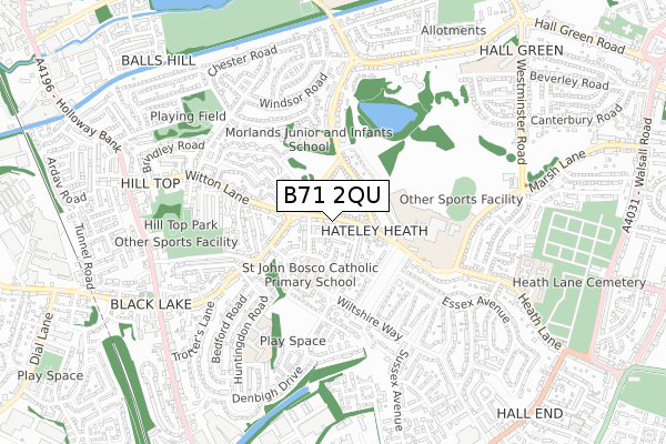 B71 2QU map - small scale - OS Open Zoomstack (Ordnance Survey)