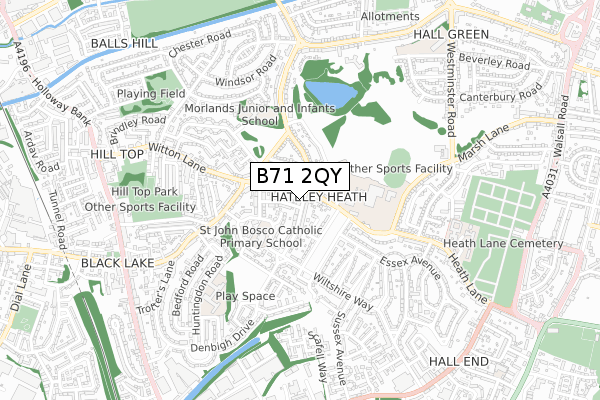 B71 2QY map - small scale - OS Open Zoomstack (Ordnance Survey)