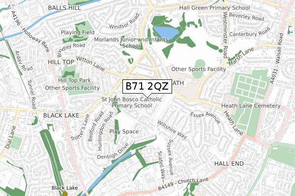 B71 2QZ map - small scale - OS Open Zoomstack (Ordnance Survey)