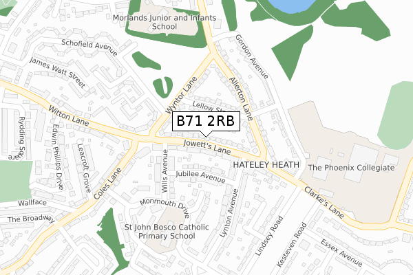 B71 2RB map - large scale - OS Open Zoomstack (Ordnance Survey)