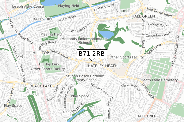 B71 2RB map - small scale - OS Open Zoomstack (Ordnance Survey)