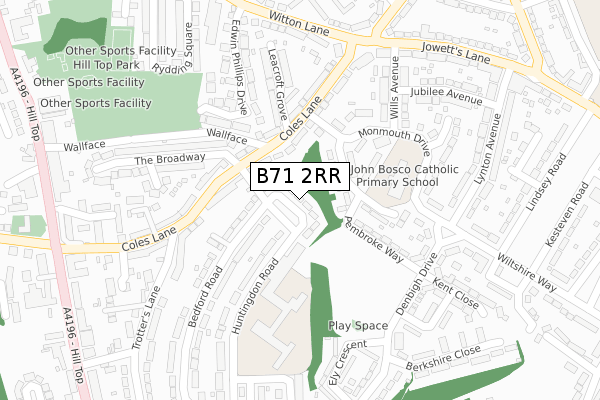 B71 2RR map - large scale - OS Open Zoomstack (Ordnance Survey)