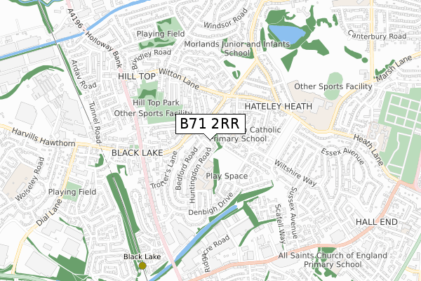 B71 2RR map - small scale - OS Open Zoomstack (Ordnance Survey)