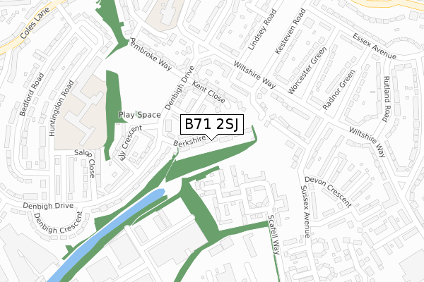 B71 2SJ map - large scale - OS Open Zoomstack (Ordnance Survey)