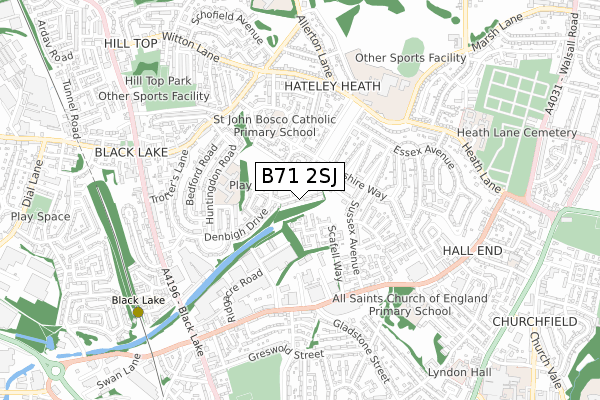 B71 2SJ map - small scale - OS Open Zoomstack (Ordnance Survey)