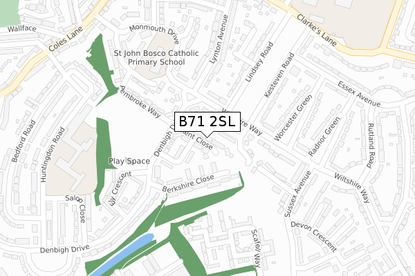 B71 2SL map - large scale - OS Open Zoomstack (Ordnance Survey)