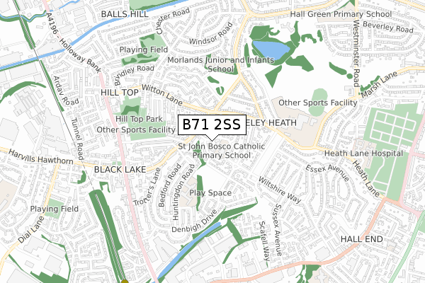 B71 2SS map - small scale - OS Open Zoomstack (Ordnance Survey)