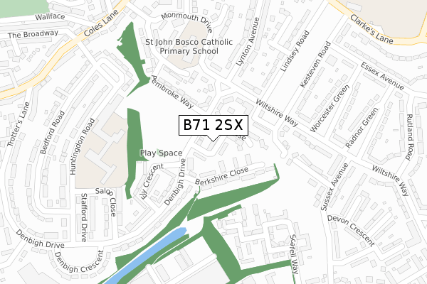 B71 2SX map - large scale - OS Open Zoomstack (Ordnance Survey)