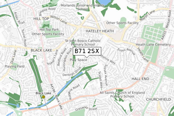 B71 2SX map - small scale - OS Open Zoomstack (Ordnance Survey)