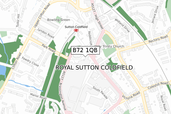 B72 1QB map - large scale - OS Open Zoomstack (Ordnance Survey)