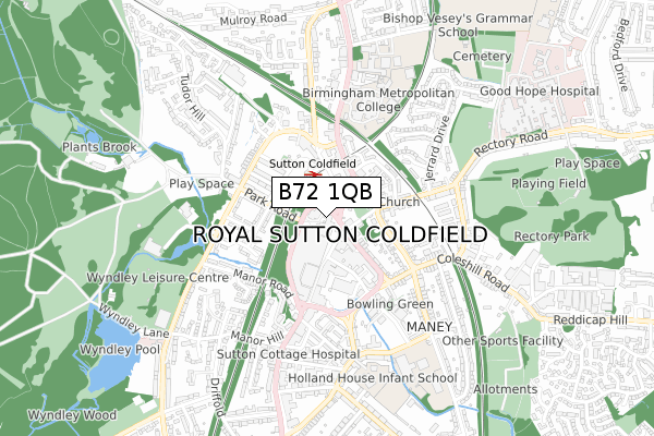 B72 1QB map - small scale - OS Open Zoomstack (Ordnance Survey)