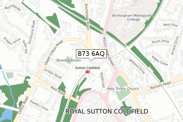 B73 6AQ map - large scale - OS Open Zoomstack (Ordnance Survey)