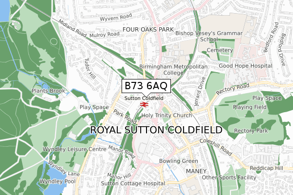 B73 6AQ map - small scale - OS Open Zoomstack (Ordnance Survey)