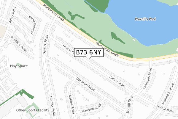 B73 6NY map - large scale - OS Open Zoomstack (Ordnance Survey)