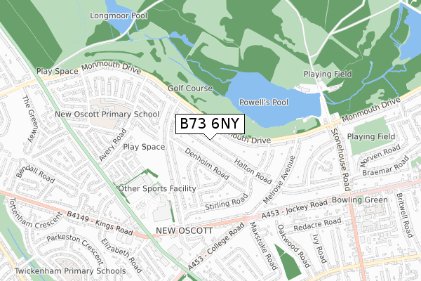 B73 6NY map - small scale - OS Open Zoomstack (Ordnance Survey)