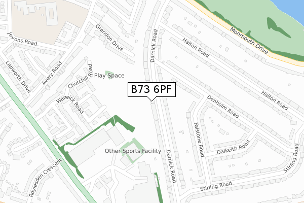 B73 6PF map - large scale - OS Open Zoomstack (Ordnance Survey)