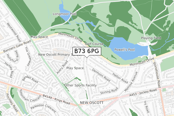 B73 6PG map - small scale - OS Open Zoomstack (Ordnance Survey)