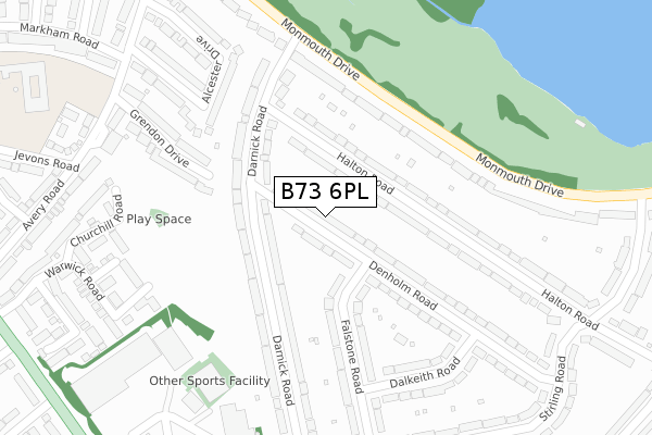 B73 6PL map - large scale - OS Open Zoomstack (Ordnance Survey)