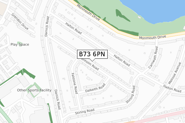 B73 6PN map - large scale - OS Open Zoomstack (Ordnance Survey)